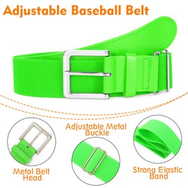 WHIPPY Baseball Socks and Belt Combo for Youth Adult - 2 Pairs of Softball Socks with Baseball Belt for Boys and Grils Neon Green S
