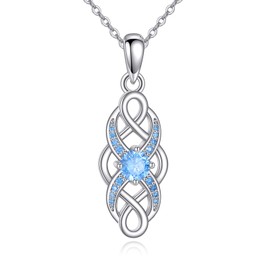 ONEFINITY Celtic Knot Necklace Sterling Silver Infinity Chain Irish Birthstone Pendant Infinity Celtic Knot Jewellery Gifts for Women, Sterling Silver