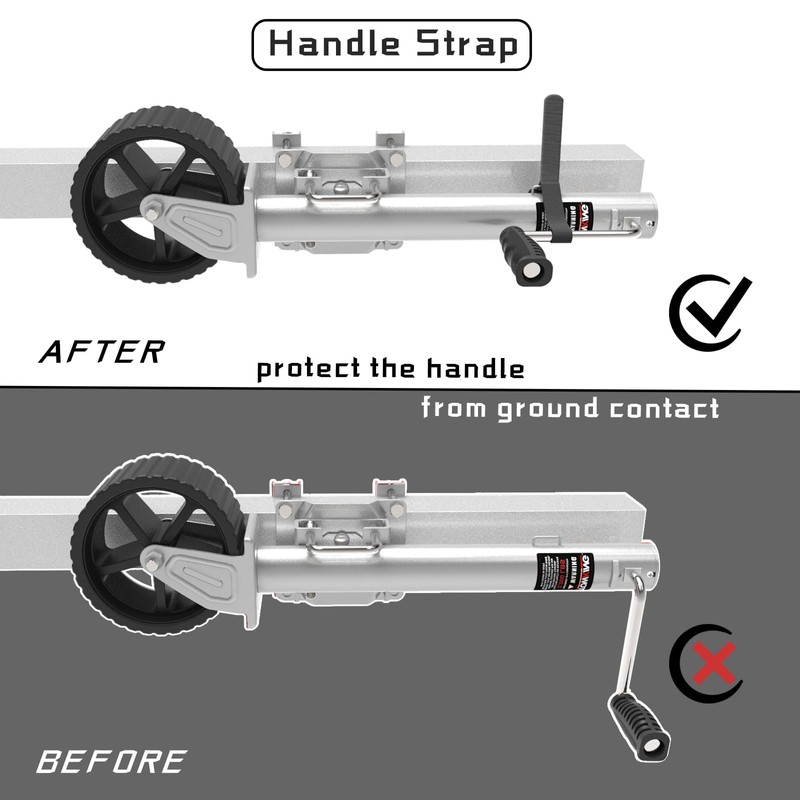 TOWKING 8-inch Wheel Trailer Jack, 13" Vertical Movement, 2000 lbs,