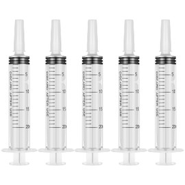 Fanshiontide Pack of 5 Syringes 20 ml Feeding Syringe Plastic Syringe for Newborn Animal Feeding, Measuring Fluid, Masquerade Props, Watering