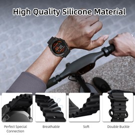 RosMank QuickFit 22mm Strap for Garmin Fenix 8 47mm/Fenix E 47mm/Fenix 7 Pro Solar/Fenix 7/Epix 2 Pro 47mm, Soft Breathable Silicone Watch Bands for Fenix 6 GPS/Fenix 6 Pro GPS/Fenix 5 (Black)