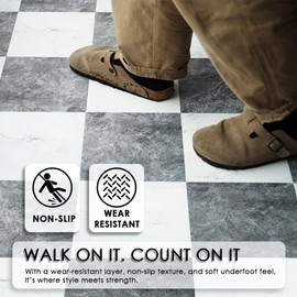 auxua Peel and Stick Floor Tile, Green Marble Pattern Continuous Vinyl Roll Flooring – 15.7'' x 19.68 ft Roll Covers 25.83 sq. ft, Effortless Alignment, Seamless Look Design for Bathroom, Kitchen