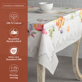 Maison d' Hermine Fruit D'Hiver 100% Cotton Tablecloth Kitchen Dining Table Cloth for Rectangle Tables Farmhouse Tabletop Cover for Parties, Wedding Use Thanksgiving/Christmas (54"x72")