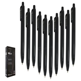 Retractable Ballpoint Pens, 1.0mm Medium Point, BLACK, Pack of 10, RADM2 Comfort Grip Pens, School Office Home Everyday Pens, iVAIDEX Black Ball Pen