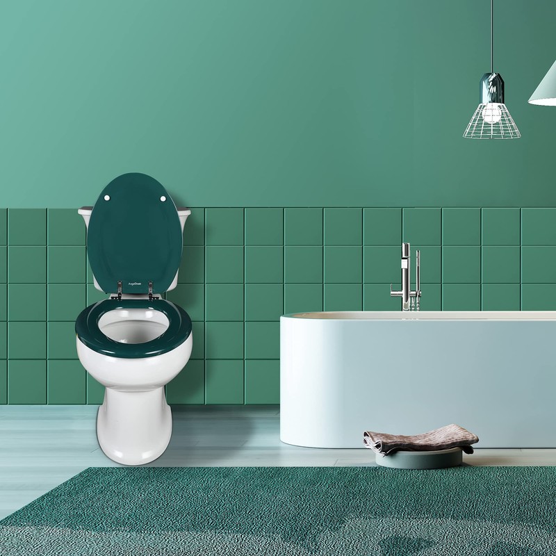 Angol Shiold Wood Toilet Seat, Zinc Alloy Hinges (Elongated, Dark