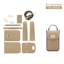 POPSEWING Top Grain Leather Cell Phone Bag DIY Kits, DIY Crossbody Shoulder Bag Kit with Sewing Kit for Women/Girls (White)