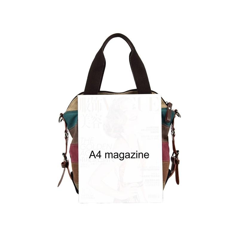 Women's Canvas Handbag Rainbow Design Tote Bag Large Capacity Shoulder