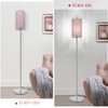 Crystal Floor Lamp for Bedroom, Silver Floor Lamp with Pink