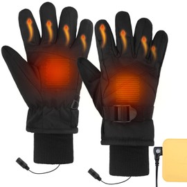 Newcotte USB Heated Gloves Electric Winter Gloves for Kids and Baby Snow Ski Gloves Waterproof Warm Gloves Boys Cold Weather Gloves (Black,10-14 Years)