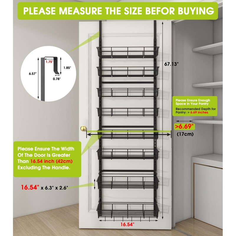 Mefirt Over The Door Pantry Organizer, Wall Mount Spice Rack,