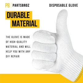 PartsBroz Comfort-Fit Cotton Work Gloves | Breathable & Reusable | One Size Fits Most | 1 Pair (Model PB-15)