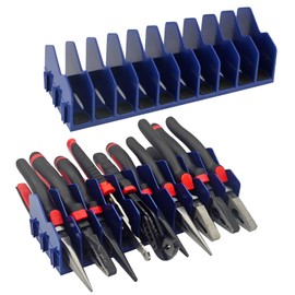 HGSKEO 10-Slot Heavy-Duty Plastic Tool Pliers Organizer Rack, 2-Pack with Non-Slip Base, Expandable Design for Wrenches, Screwdrivers & Pliers, Fits Drawers & Toolboxes (2, Blue)