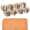 PH PandaHall Set of 8 Wooden Clay Stamp, Round Paw
