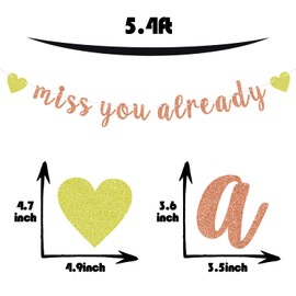 Rose Gold Glitter Miss You Already Banner - Retirement Party Decorations Sign-Going Away/Farewell/Office Work Party Decorations Supplies