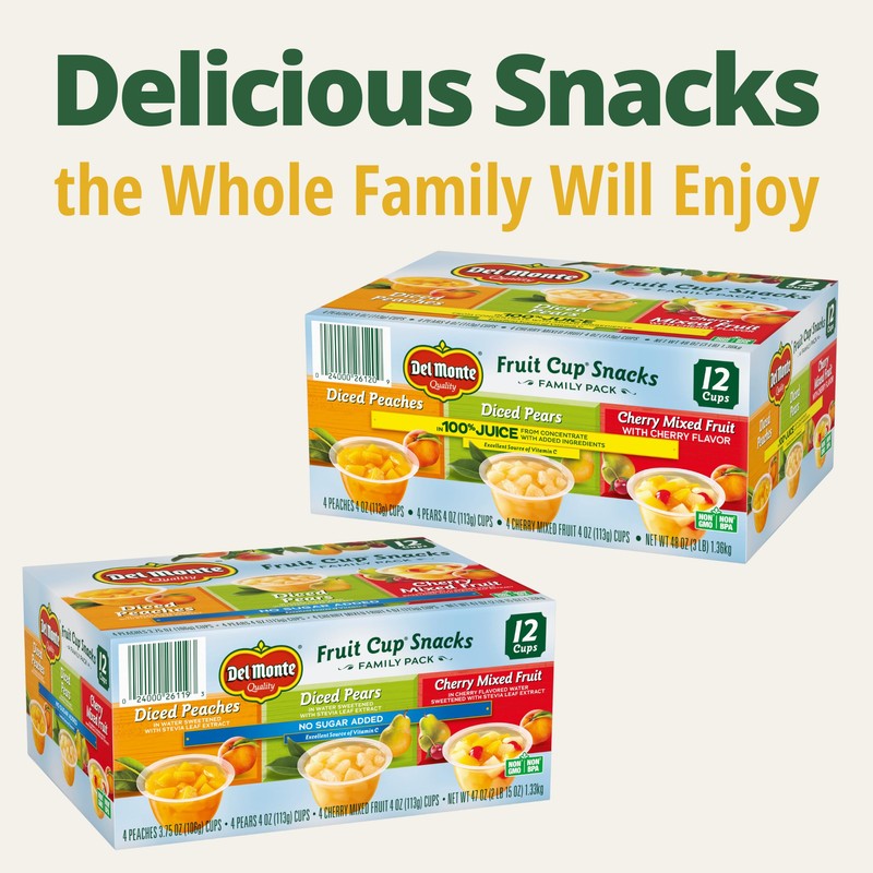 Del Monte Fruit Cup Snacks Variety Pack in 100% Juice,