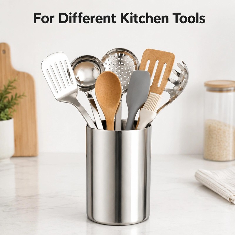 IMEEA Utensil Holder Double Wall 304 Stainless Steel Kitchen Utensil