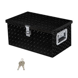 Silscvtt 20 * 12 * 9.6 Inch Black Aluminum Diamond Plate Tool Box with Key Locks - Durable Pickup Truck Toolbox