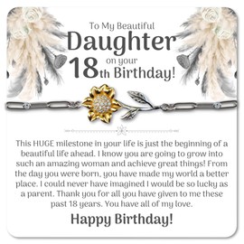 Love You This Much Daughter 18th Birthday Milestone Sunflower Bracelet Set from Mom and Dad, Sentimental Birthday Present for Daughter Turning 18 Yeras Old (18th)