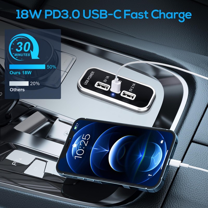 Linkstyle USB Charger Outlet, Quick Charge PD3.0 Type C &