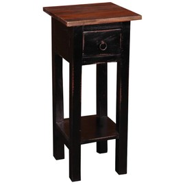 Sunset Trading Shabby Chic Cottage Side Table, Small One Drawer, Black, Brown