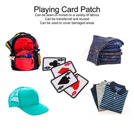 Iron On Patch Embroidered Playing Card Applique for Clothes, Sew or Iron On, Easy to Remove, Cotton Material, Pack of 20 with Full Color, Suitable for T Shirts and More