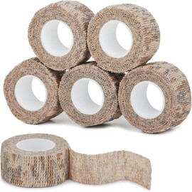 Treaful Desert Camo Wrap Tape, 6 Roll Self-Adhesive Bandage for Outdoor Sport Camping, 2in x 14.8ft Stretch Strip for Sticks Ball Camera Flashlight Bicycle