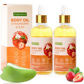 Umpeimvon 2 Pack 3.38 fl.oz Strawberry Body Oil after Shower, Vitamin C & E Gua Sha Body Oils Scented Body Oils for Women, Dry Body Oil Juice for Skin