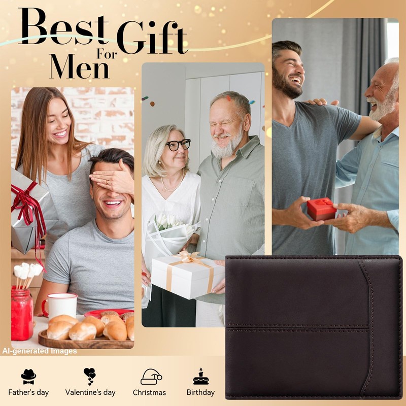 furid Top Grain Leather Wallet Men: RFID Minimalist Bifold Credit