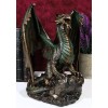 Bronzite Dragon Standing on Rock Statue Collectible Figurine 9 Inch