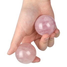 juanxian Rose Quartz Massage Balls 4cm with Gift Box Hand Rollers Fitness Ball Muscle Stretching Handball Acupoint Massagers Health Care Tool Pack of 2