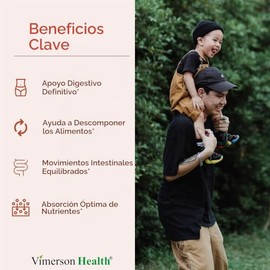 Enzimas digestivas con probióticos. Suplemento multienzimático natural avanzado para una mejor digestión y absorción de nutrientes. Ayuda a promover l