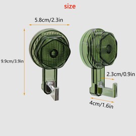 AzulySlec Heavy Duty Suction Cup Hooks 3 Pack - 11LB Strong Wall Hooks for Bathroom, Kitchen, Windows,Vacuum Rotation Lock - No Drill for Glass, Tiles, Smooth Surfaces(Clear Green)