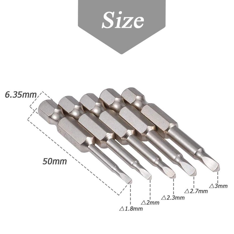 Mesee 5 Pieces Magnetic Triangle Head Screwdriver Bits, 50mm S2