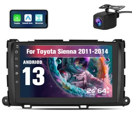 Pyniro 2G+64G Car Radio Stereo for Toyota Sienna 2011-2014 9 Inch Android 13 Head Unit Touchscreen with CarPlay Android Auto Bluetooth GPS Navigation with Rear Camera