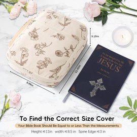 WOBAGMEN Bible Cover Case for Women,Large Bible Tote Bags for Women Organizer Corduroy Bible Carrying Case for Girls,Bible Study Supplies Accessories Christian Gifts for Women