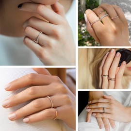 Suplight Sterling Silver Infinity Ring Eternity Rose Gold Wedding Band 2mm Enagement Rings for Women Size 12