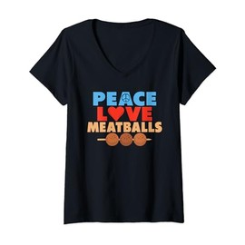 Womens Peace Love Meatballs V-Neck T-Shirt