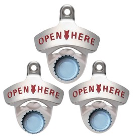 Jumiok Magnetic Wall Mount Bottle Opener Screw in Wall Beer Cap Opener with Magnets Embedded to Catch Bottle Cap (Matte Silver)