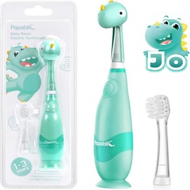 Papablic (Max) Toddler Sonic Toothbrush 1-3Y with Smart LED Timer & Dino Cover, 2 Brush Heads, Last Stock! - Style: 2 Brush Heads Jo