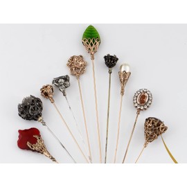 Alilang 10Pcs Vintage Style Hat and Lapel Pins with Flexible Bendable Design for Secure Fit on Hats, Scarves, and Suits