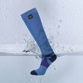 OTTERSHELL Waterproof Knee Length Hiking Socks, Breathable Unisex Cold Weather Knee Length Merino Wool Lined Socks Outdoor, Skiing & Winter go fishing. (UK, Numeric, 6, 8, Regular, Tall, Blue - Long)