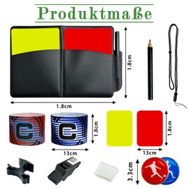 KAOTPO Referee Set, The Referee Set with Football Cards, Referee Whistle, Red and Yellow Cards and Captain's Armband for Football Games and Sports.