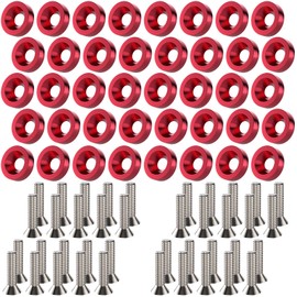 40 PCS Engine Dress Up Kit, CNC Finishing Fender Bumper Washers (Red)
