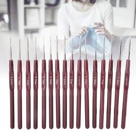 Cyrank Micro Crochet Hook, 16PCS Crochet Hooks Set, Lace Crochet Hook Kit, Stainless Steel Crochet Needles, Ergonomic Soft Handle Thread Crochet Hooks for Beginners Adults, 0.5mm-2.5mm