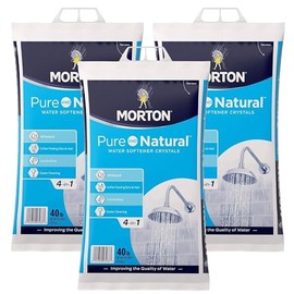Morton Water Softener Salt, Morton Pure and Natural Solar 4 in 1 Salt Crystals for Water Softener, 40 lb Bag, 3 Pack