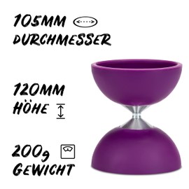 Diabolo Freizeitsport Juggling Set Basic (Purple) - Diabolo with Aluminium Handsticks, Replacement Cord, Instructions. Perfect for Children, Beginners & Beginners