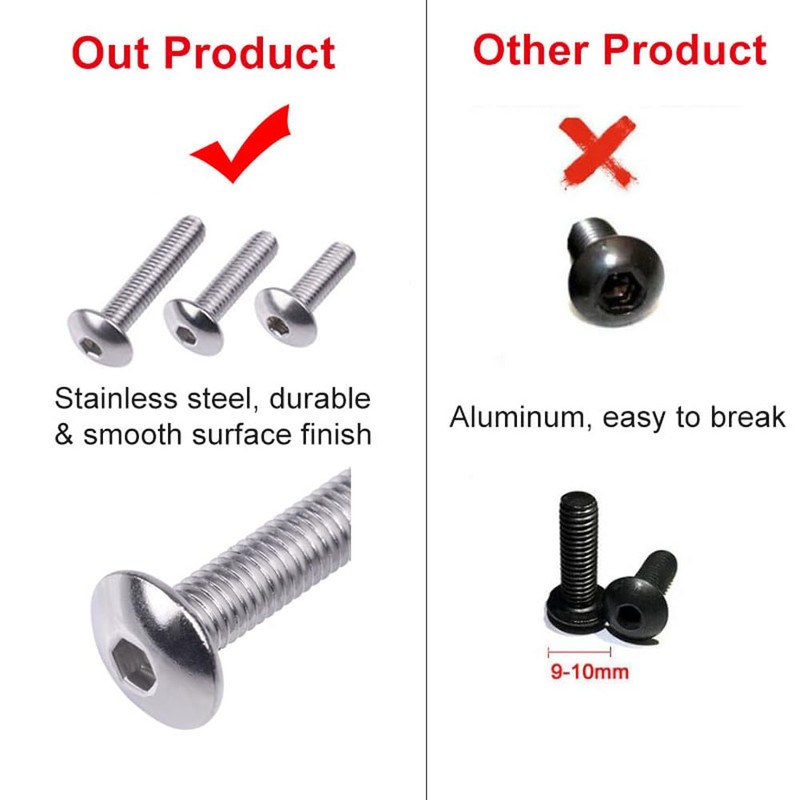 Possbay Motorcycle Fairing Bolt Kit, Stainless Steel + Plastic, Silver