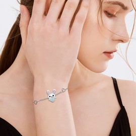 CUOKA MIRACLE Bunny Earrings/Bracelet/Pendant Rabbit Stud Opal Bunny Earrings Sterling Silver Sensitive Earrings Cute Animal Jewelry Birthday Gift