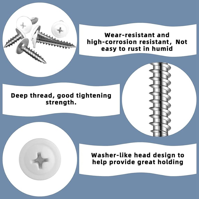 Wisyurt White Screws Off, White Sheet Metal, Thread, Round Head,