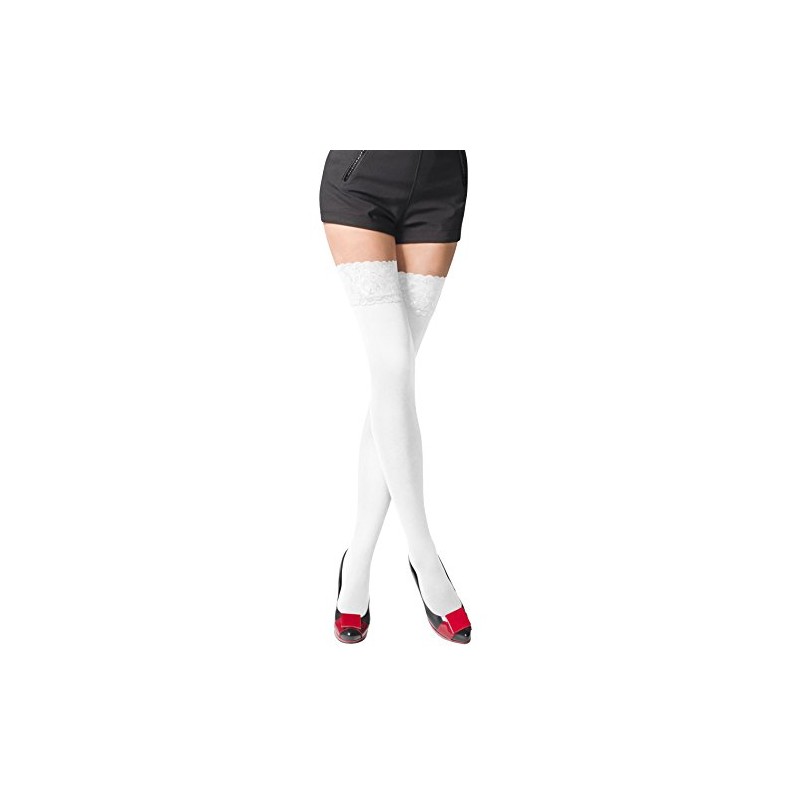 Romartex Opaque 80 Denier Microfibre Hold Ups Stockings, M, white